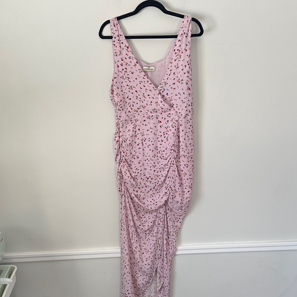 NICHOLAS Asymmetrical Silk Pink Floral Dress - Picture 2 of 11